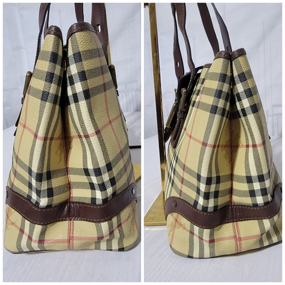 Authetic Burberry Beige/Brown Haymarket Check Coated Canvas And Leather … - Picture 8 of 11